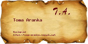 Toma Aranka névjegykártya
